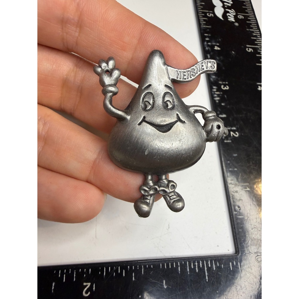 Hershey's Kisses Character Brooch Silver Tone Pewter Style Candy Novelty Pin